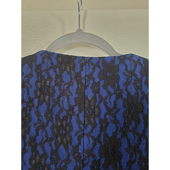 Metrostyle Full Lace Blue Black Retro Hip-Length Open Blazer Jacket, Size 12 - Picture 9 of 11